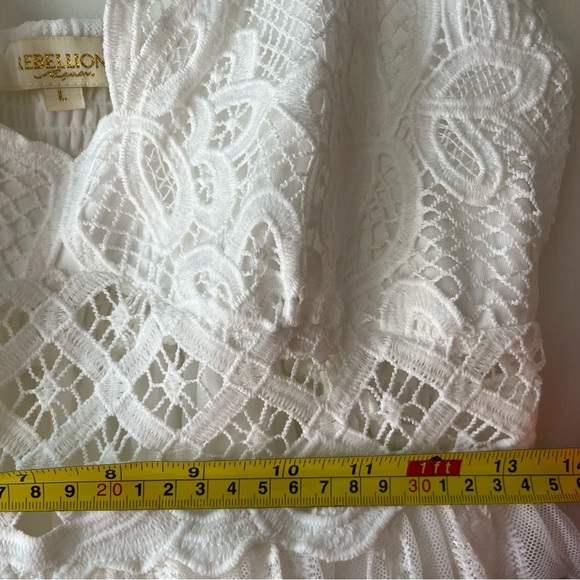 Rebellion Again White Lace Maxi Dress L | Boho Festival Sheer Overlay Strappy - Picture 8 of 12